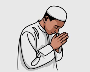 A Muslim man in prayer showing humble devotion