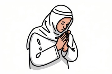 Woman in a hijab praying with hands clasped