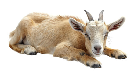 Fototapeta premium Calm goat on white background indoors