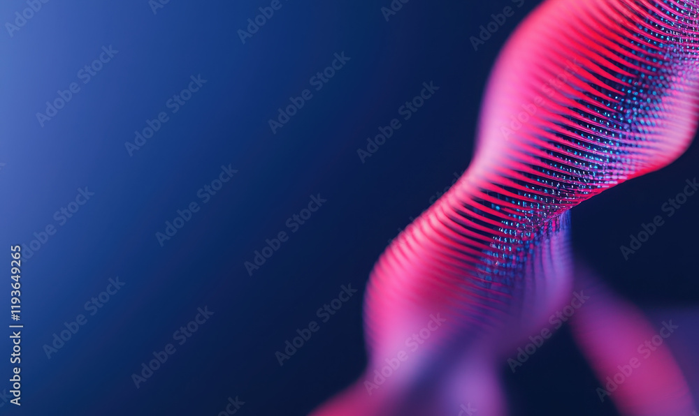 Poster vibrant abstract digital art with fluid shapes and dynamic curves in a blue and pink color scheme