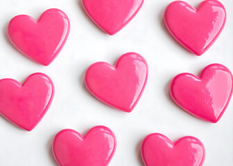 Obraz premium Set of pink hearts isolated on white background