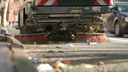 Automatic street sweeper machine, modern technology cleaning sidewalk