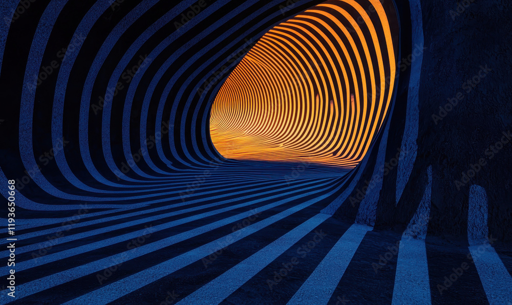 Aufkleber explore an abstract journey through a vibrant tunnel of optical illusions and dynamic patterns in bl