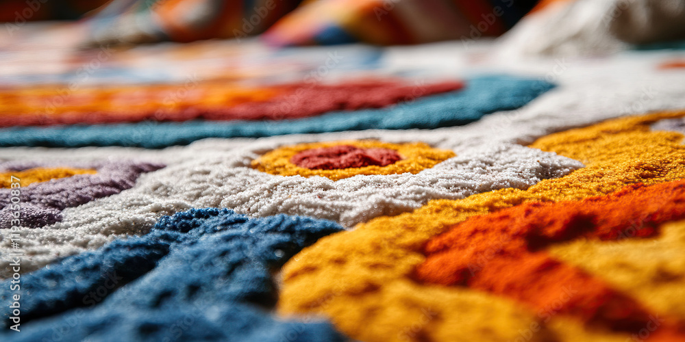 Aufkleber multicolored powder arrangement in circular patterns