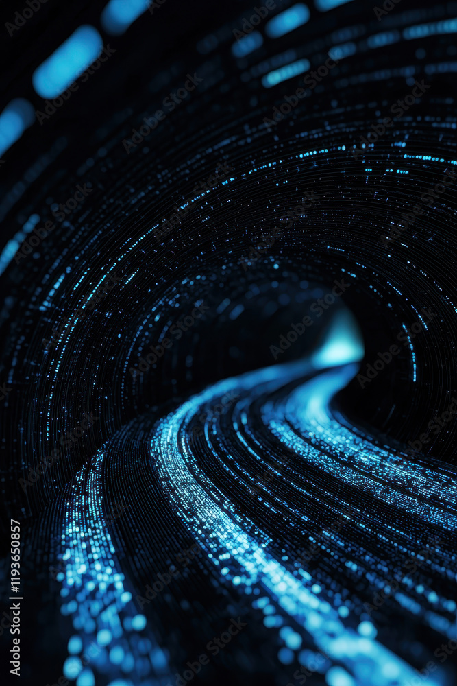 Aufkleber futuristic digital high-speed data tunnel - abstract blue light science and technology network conce