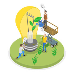 3D Isometric Flat Vector Illustration of Effective Smart And Green Solutions, Sustainable Project Development. Item 1