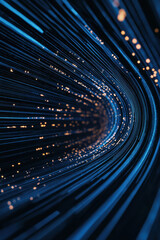 Dynamic Visualization of Fiber Optic Cables Illustrating Speed, Connectivity, and Modern Technology in Data Transmission