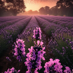 Obraz premium lavender field at sunset