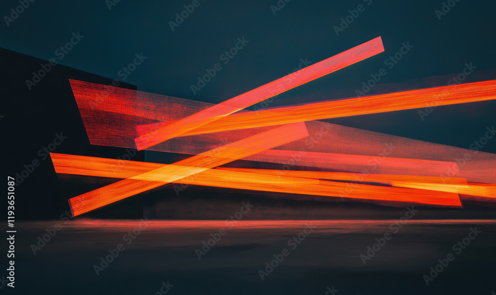 Poster dynamic abstract neon lighting art with vivid lines and geometric patterns showcasing modern digital
