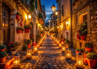 Fototapeta premium Night Photography: Festive Lights of Santa Lucia delle Quaglie