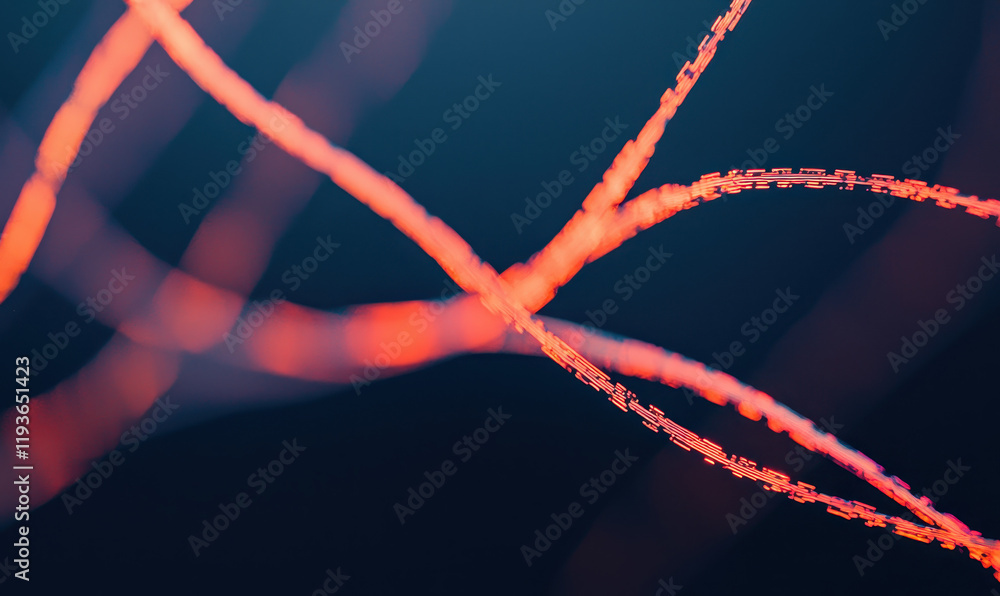 Poster dynamic neon tendrils abstract art capturing the flowing movements of technological innovation and e