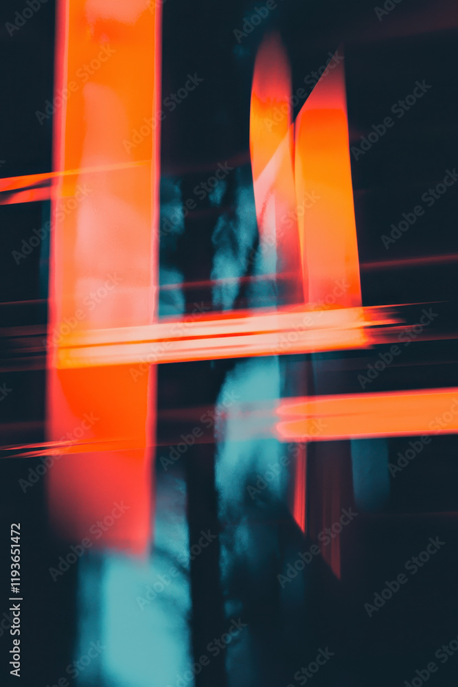 Aufkleber dynamic abstract composition with vibrant neon colors and motion blur effects in modern design