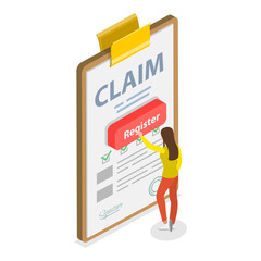 3D Isometric Flat Vector Set of Compensation Scenes, Service Request. Item 1