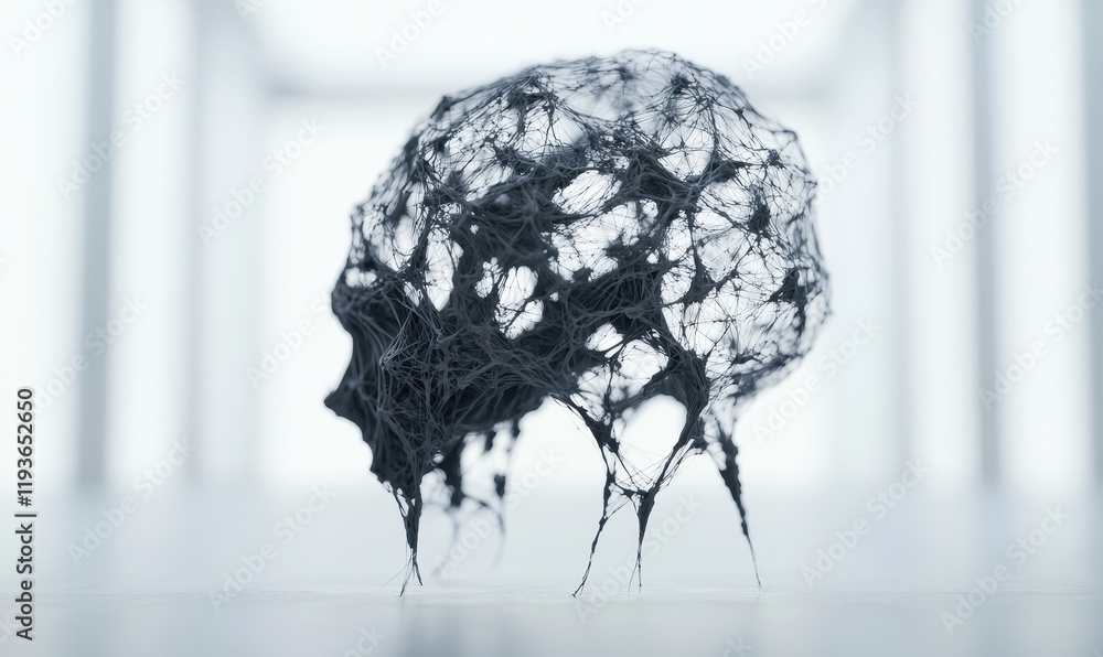 Aufkleber intricate neural network sculpture: conceptual representation of cognitive structures in modern art
