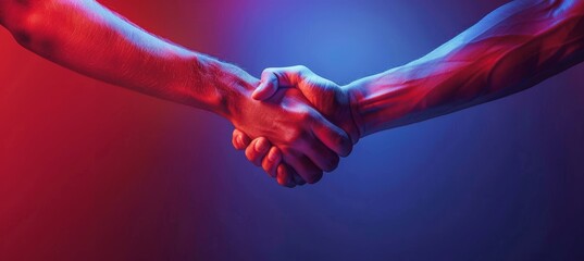 Abstract hands in vibrant gradients representing teamwork and shared goals with text space