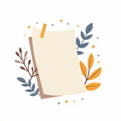Blank note with decorative leaves and stars