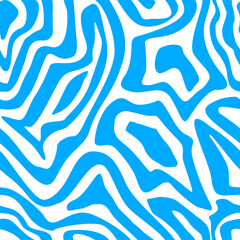 
seamless abstract pattern consisting of blue and white wavy lines. a sense of movement and depth.  uneven and dynamic appearance. modern and abstract design.