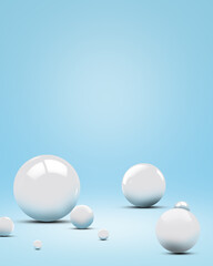 Minimalist Product Display Scene, Spheres on a blue background, backdrop for display products