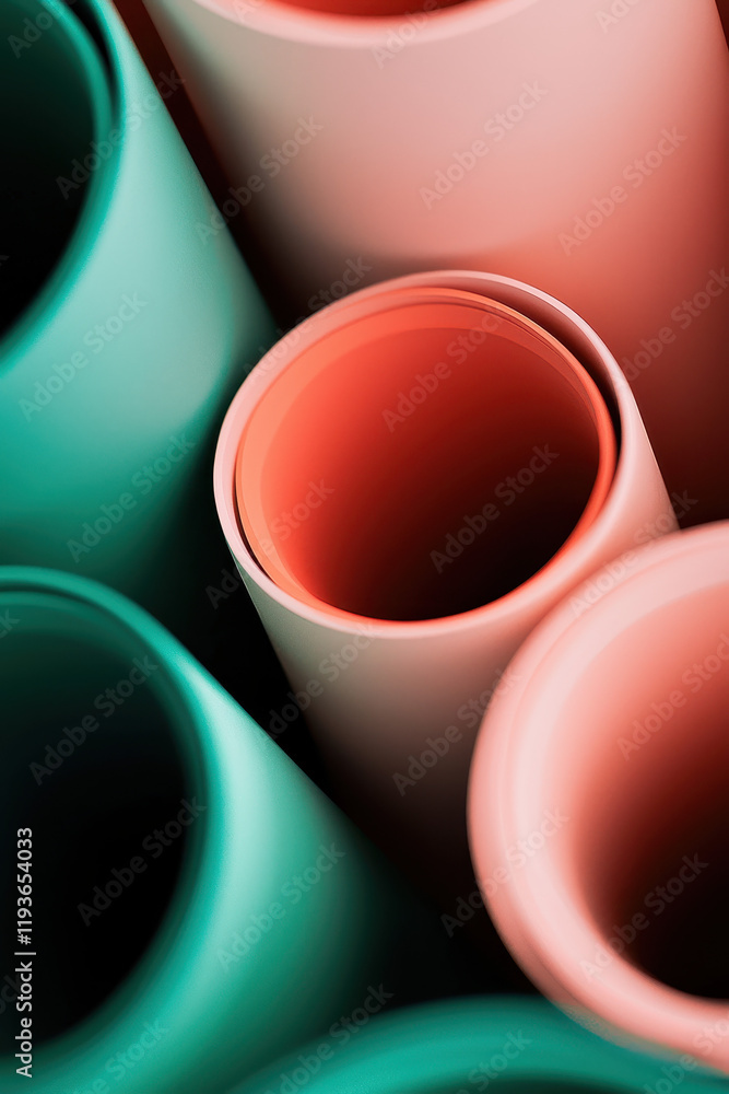 Poster vibrant roll of colorful papers creating a dynamic abstract composition for modern graphic design in
