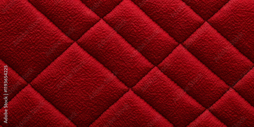 Poster red quilted fabric texture. rich, deep crimson color with a diamond pattern. ideal for backgrounds o