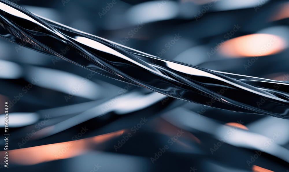 Poster captivating abstract twisted metal waves: a dynamic display of futuristic motion and shiny elegance 