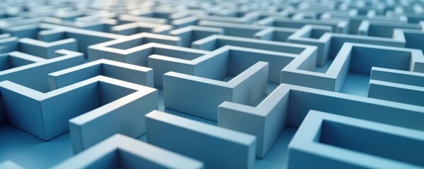 Abstract maze concept illustrates business path to success. Complex network of interconnected paths represent various business strategies. Different paths signify various tactics, approaches to