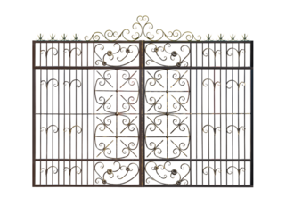 Modern wrought iron openwork gates.