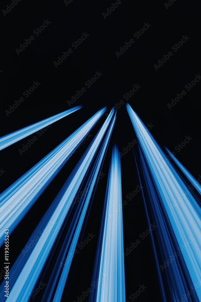 Poster dynamic streaks of blue light creating a futuristic and innovative abstract technology design
