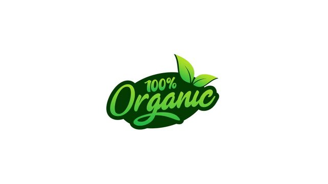 100 percent organic label, Natural label stamp, Animation organic for your labeling product. Motin graphics.