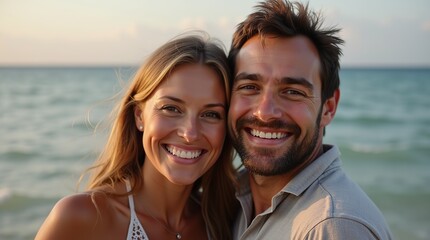 Obraz premium Happy couple smiling together.