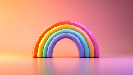 Rainbow sculpture on a pastel background