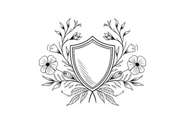 Obraz premium Ornate Floral Shield Design with Delicate Flowers