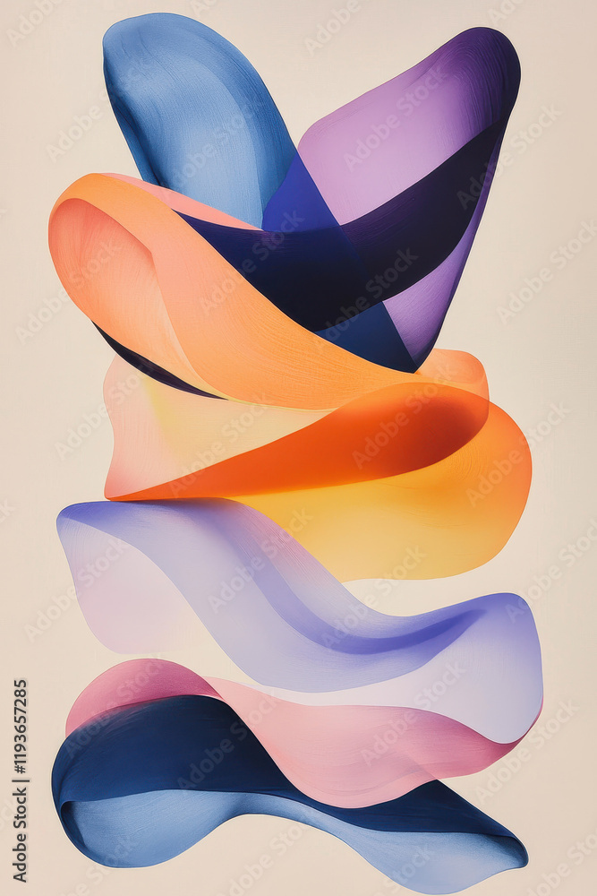 Poster vibrant abstract design with fluid swirls and dynamic colors creating a harmonious visual symphony