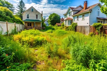 Overgrown Yard, Property Line Dispute, Neglect, Urban Decay, Derelict Property