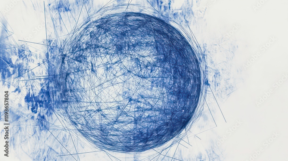 Aufkleber a blue and white image of a globe with a network of lines surrounding it