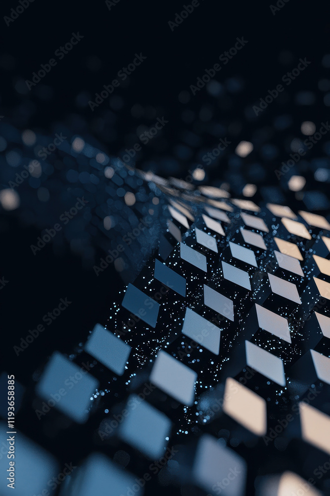 Poster dynamic abstract digital landscape with futuristic geometric patterns illuminating modern technologi