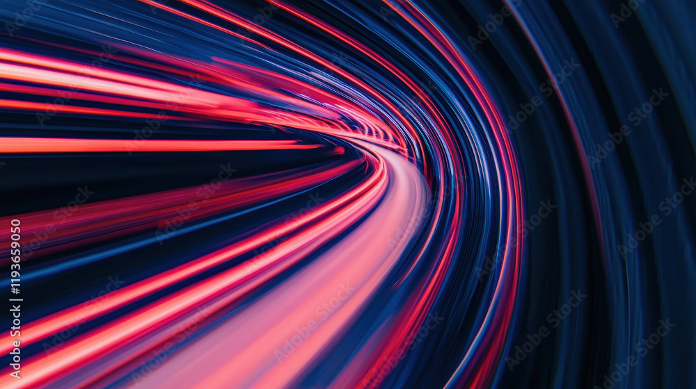 Poster dynamic abstract light trails conveying speed and futuristic motion in a vibrant technology-inspired
