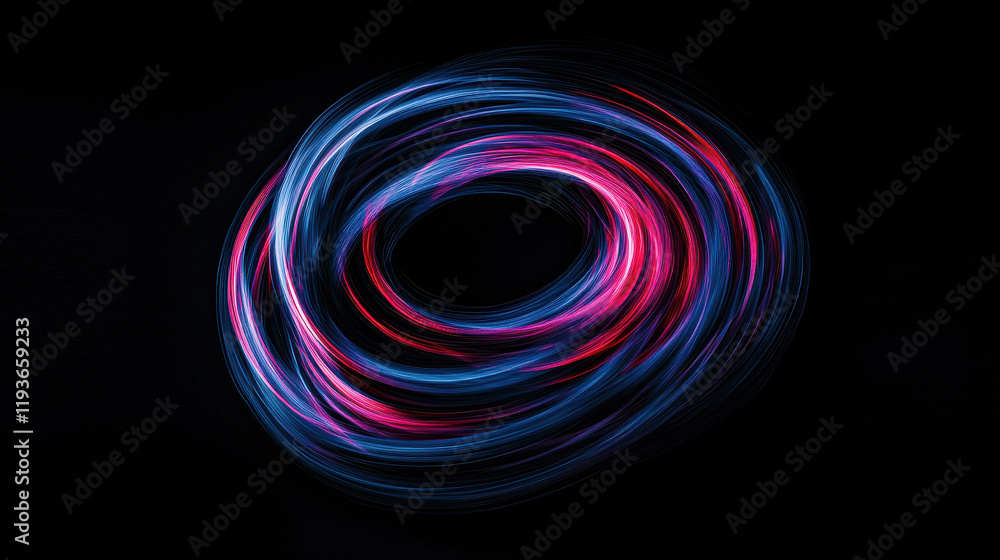 Aufkleber vibrant neon light swirl: dynamic abstract vortex with red and blue energy patterns in motion