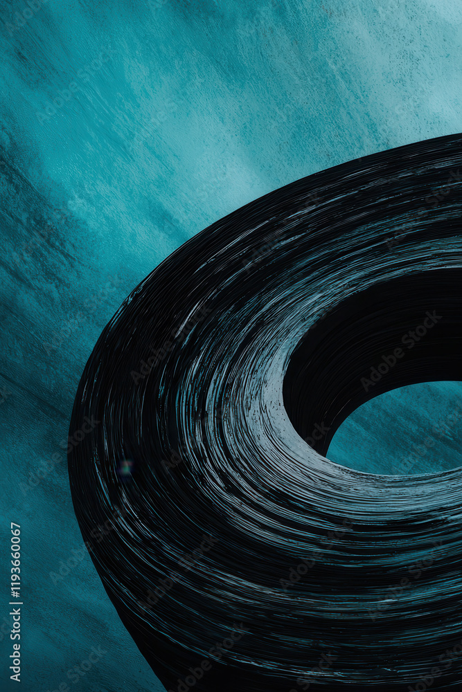 Poster dynamic abstract swirl design with contrasting turquoise textures - modern and aesthetic visual art 