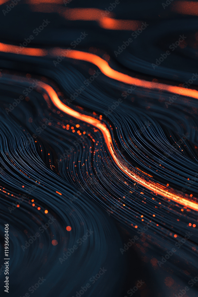 Poster captivating abstract waves of glowing energy in a dynamic digital flow portrait