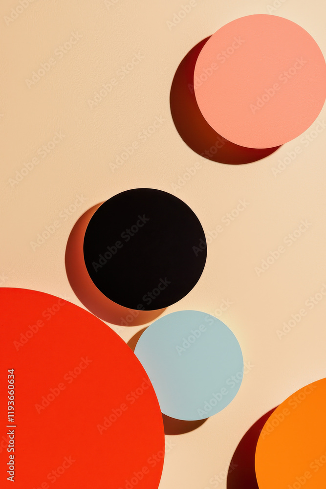 Aufkleber dynamic abstract design with vibrant circular patterns and geometric symmetry for modern creative in