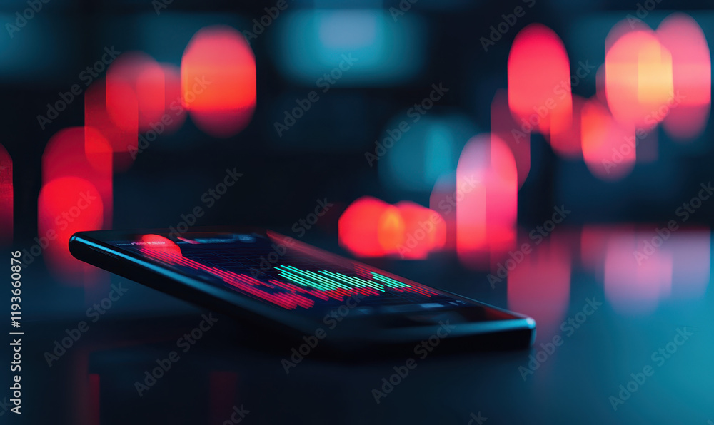 Aufkleber futuristic smartphone display with vibrant abstract background in modern digital age technology conc