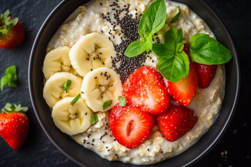fruit salad with yogurt and orange