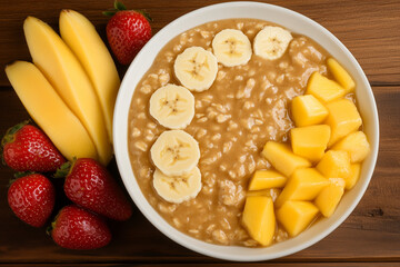 fruit salad with yogurt and orange