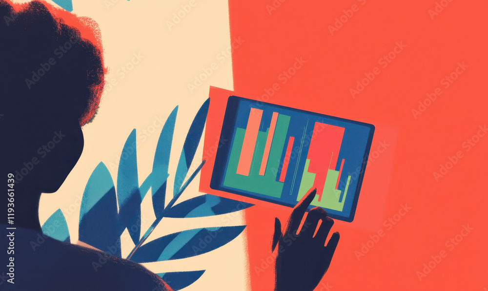 Aufkleber exploring modern analytics on tablet screens: a journey into colorful data visualization and interac