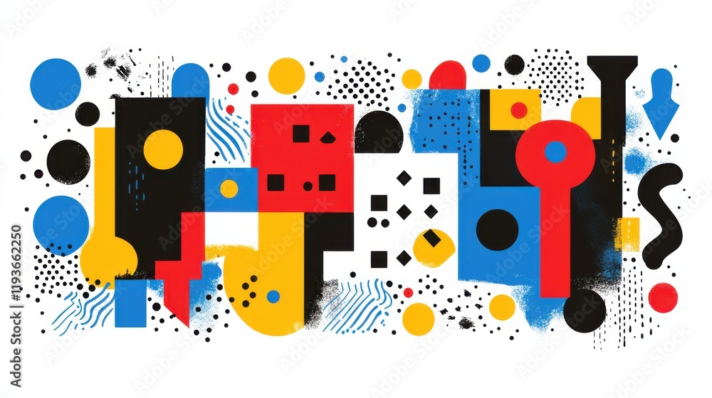 Poster abstract colorful composition with geometric shapes and vivid patterns for modern art projects, crea