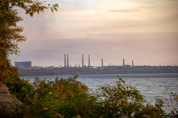 Fototapeta premium smoke in an industrial city