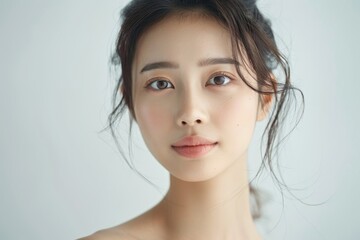 Naklejka premium Asian woman with clean skin beauty and spa portrait.