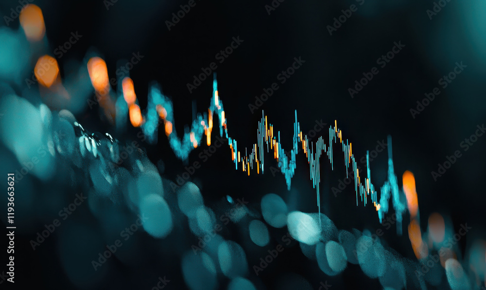 Poster dynamic stock market graph capturing financial fluctuations and trends in abstract digital visualiza