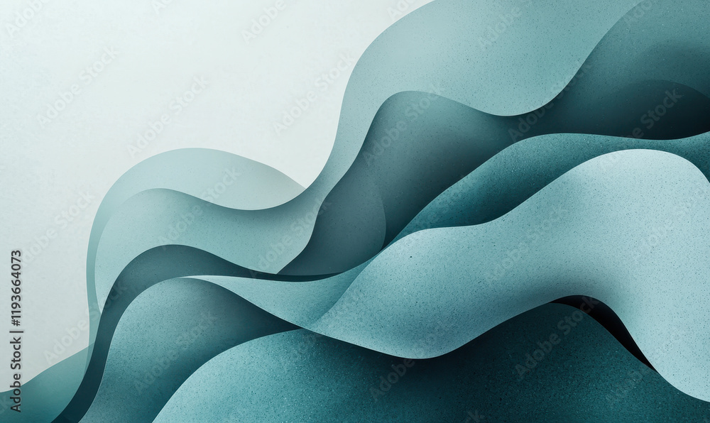 Poster explore the serene flow of abstract blue waves with smooth textures and gradients in modern artistic